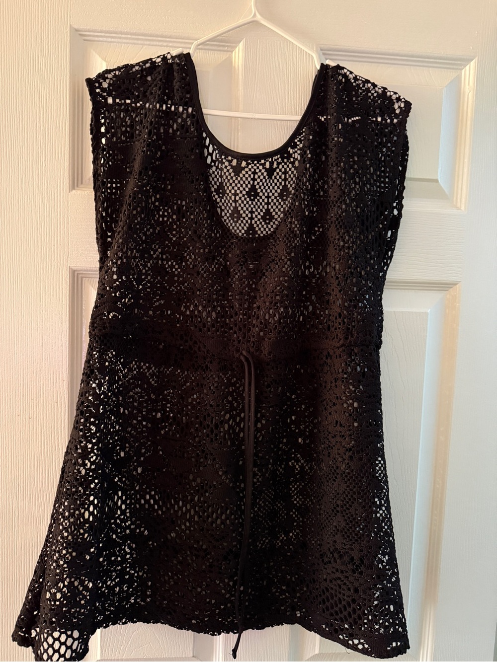 H&M Black Crochet Swim Coverup with Drawstring Waist